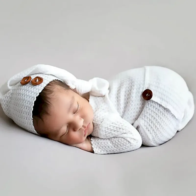 Wholesale Newborn Baby Infant Knitted Jumpsuits Cap Two-Piece Set