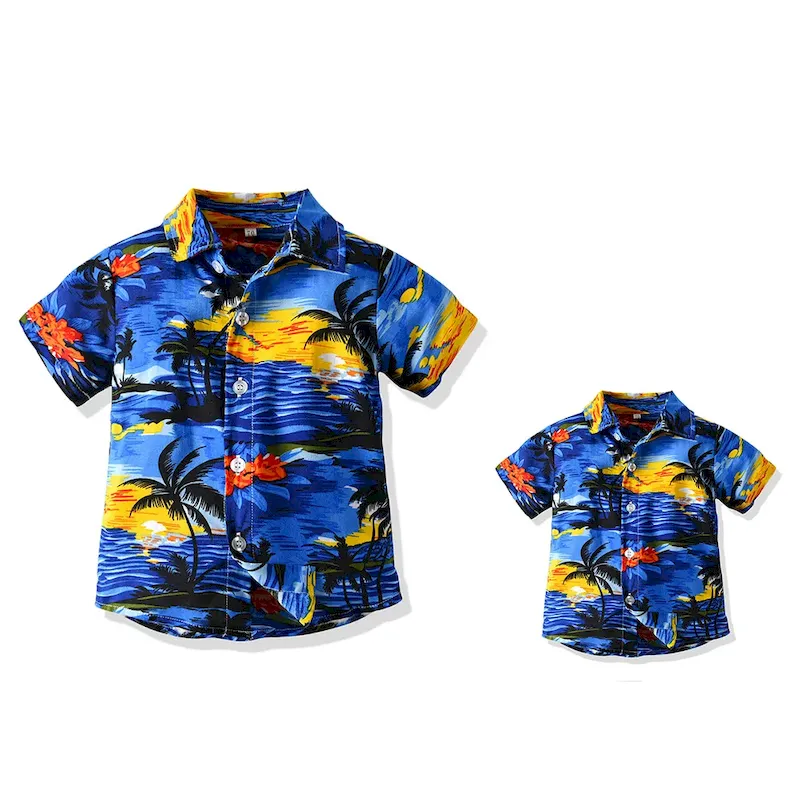 Wholesale Summer Short-Sleeved Lapel Hawaiian Flower Shirt - Image 8