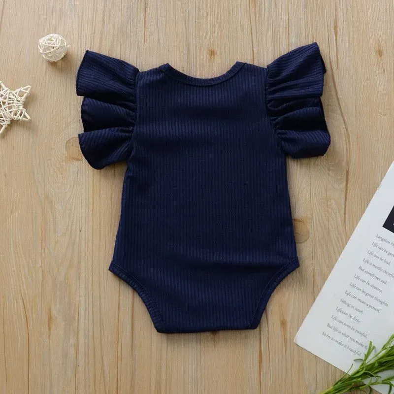 Wholesale Baby Infant Toddler Girl Solid Color Short Sleeves Bodysuit - Image 11