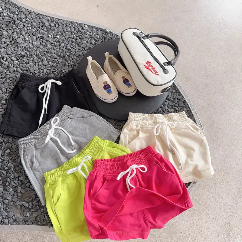 Wholesale Toddler Girls Boys Summer Solid Candy Color Drawstring Shorts