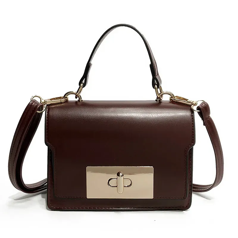 Simple Fashion Trendy All-match Versatile Shield Lock Buckle Messenger Handbags Design Crossbody Doctor Bags - Image 9