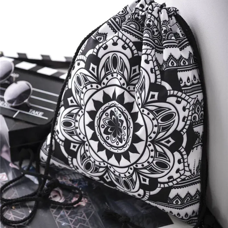 Modern Fashion Geometric Modern Aesthetics Printed Storage Drawstring Bag - Image 5