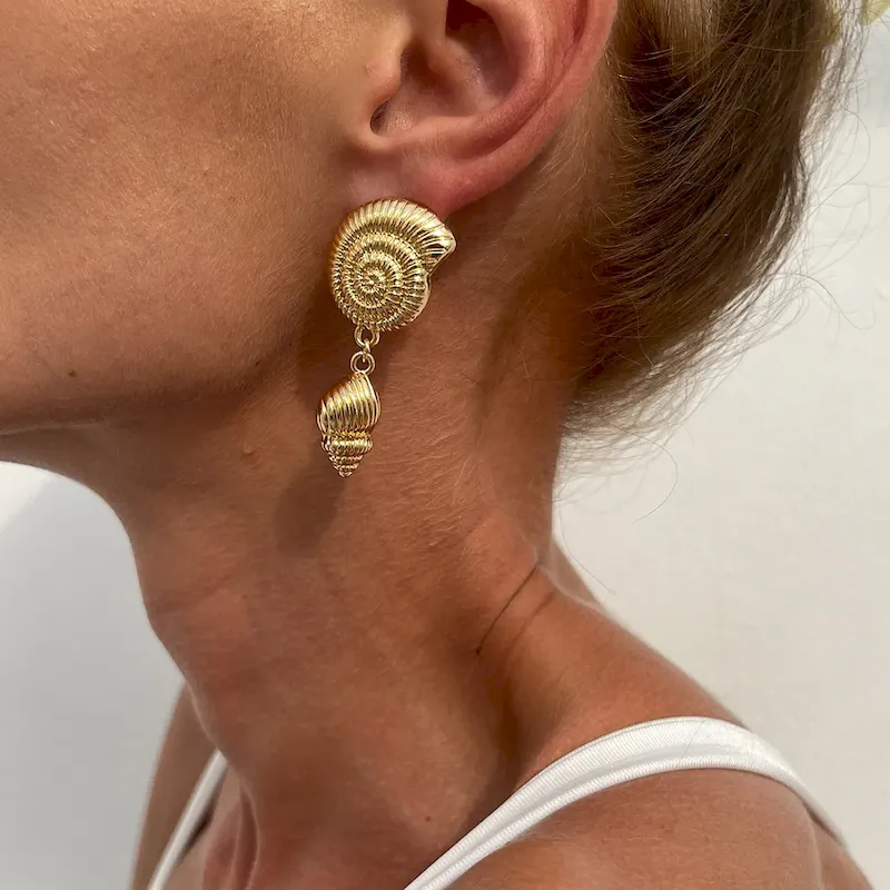 Wholesale Women Fashion Conch Shell Pendant Earrings