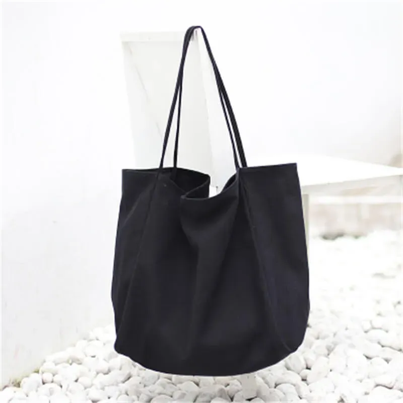 Women Fashion Solid Color Large Capacity Canvas Tote Bag - Image 9
