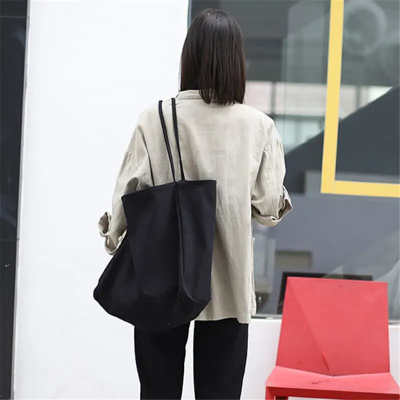 Women Fashion Solid Color Large Capacity Canvas Tote Bag - Image 10