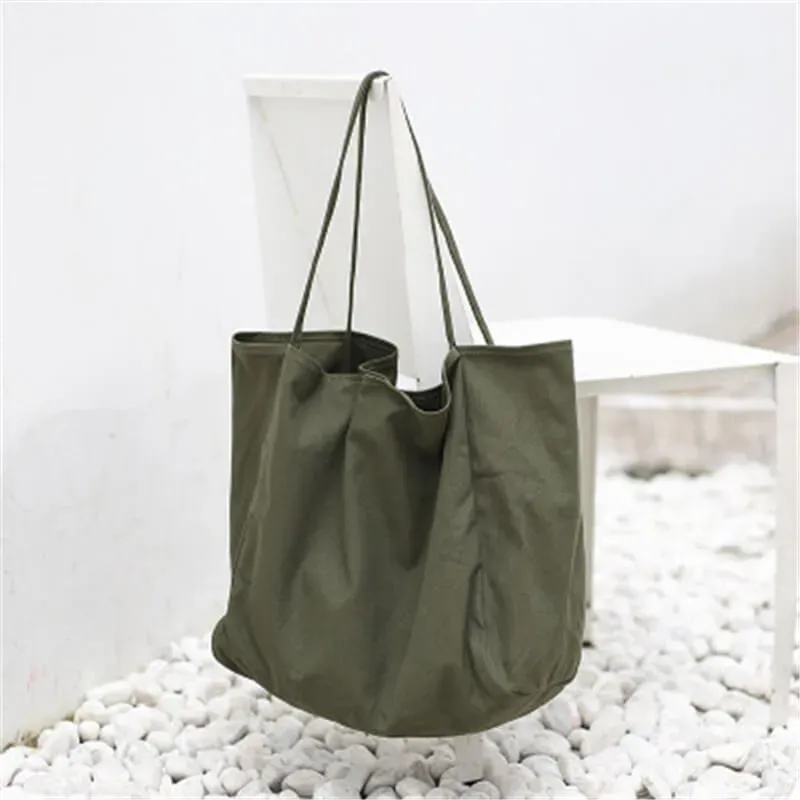Women Fashion Solid Color Large Capacity Canvas Tote Bag - Image 11