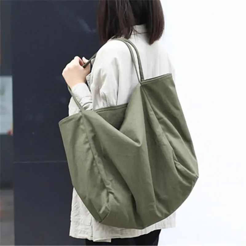 Women Fashion Solid Color Large Capacity Canvas Tote Bag - Image 12