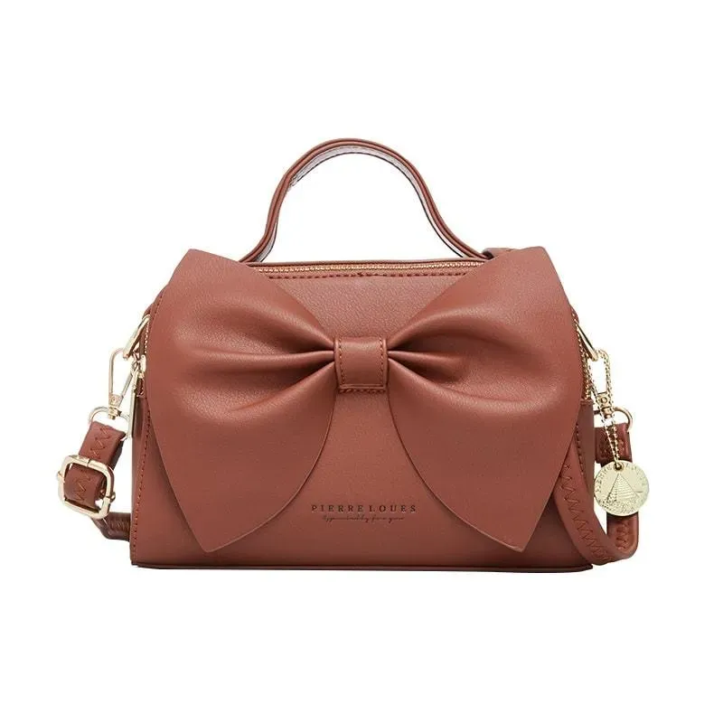 Women Fashion Solid Color Bow Decoration Shoulder Bag - Image 9