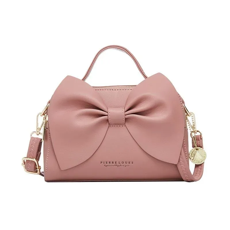 Women Fashion Solid Color Bow Decoration Shoulder Bag - Image 12