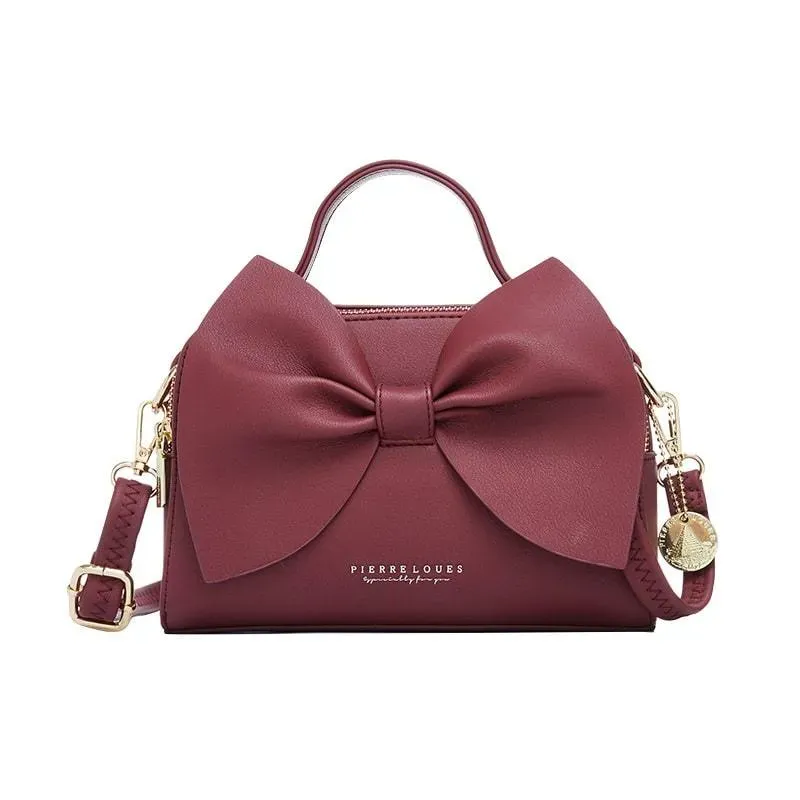 Women Fashion Solid Color Bow Decoration Shoulder Bag - Image 14