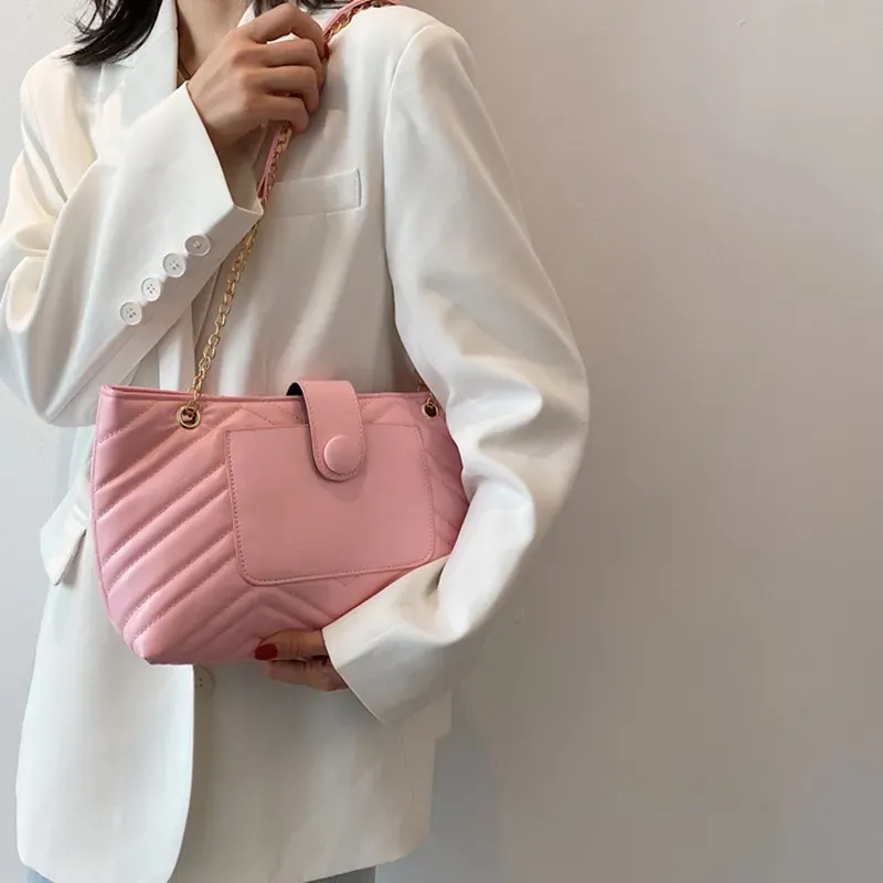 Women Fashion Solid Color Chain Shoulder Bag - Image 10
