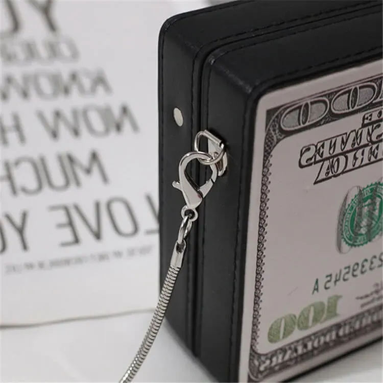Women Retro Chain Strap Banknote Square Crossbody Bag - Image 6