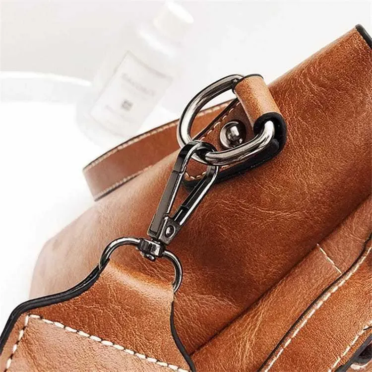 Women Retro Solid Color Belted Shoulder Bag - Image 9