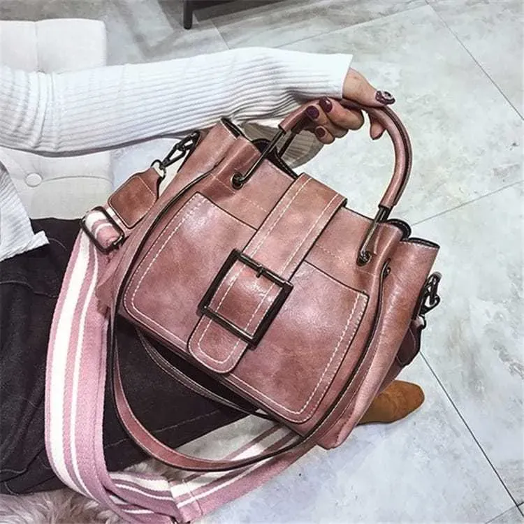 Women Retro Solid Color Belted Shoulder Bag - Image 15