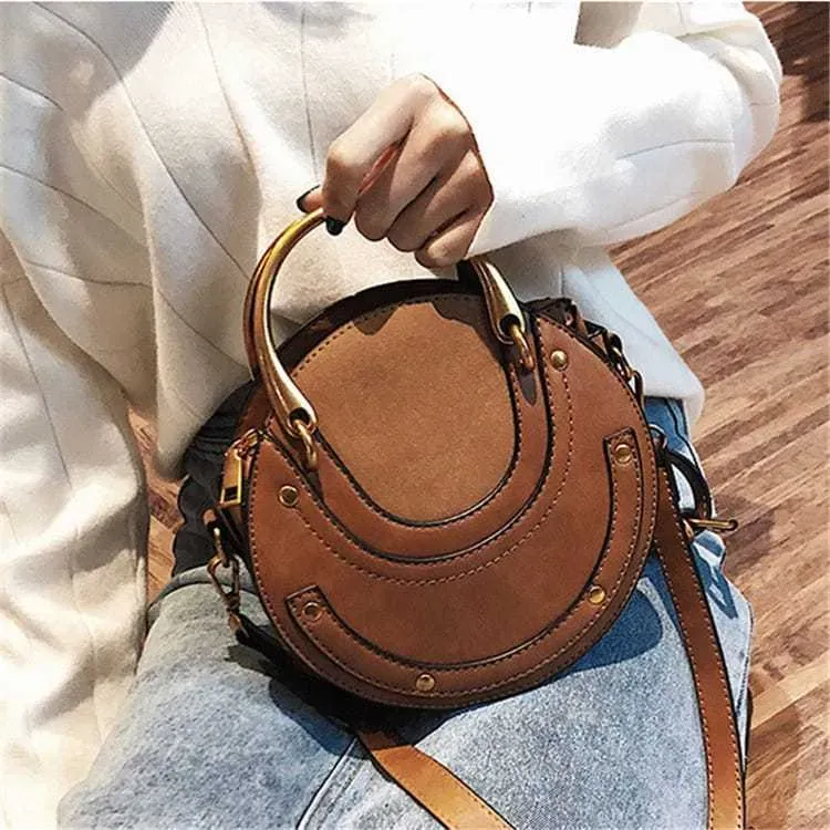 Women Vintagd Patchwork Round Crossbody Bag - Image 4