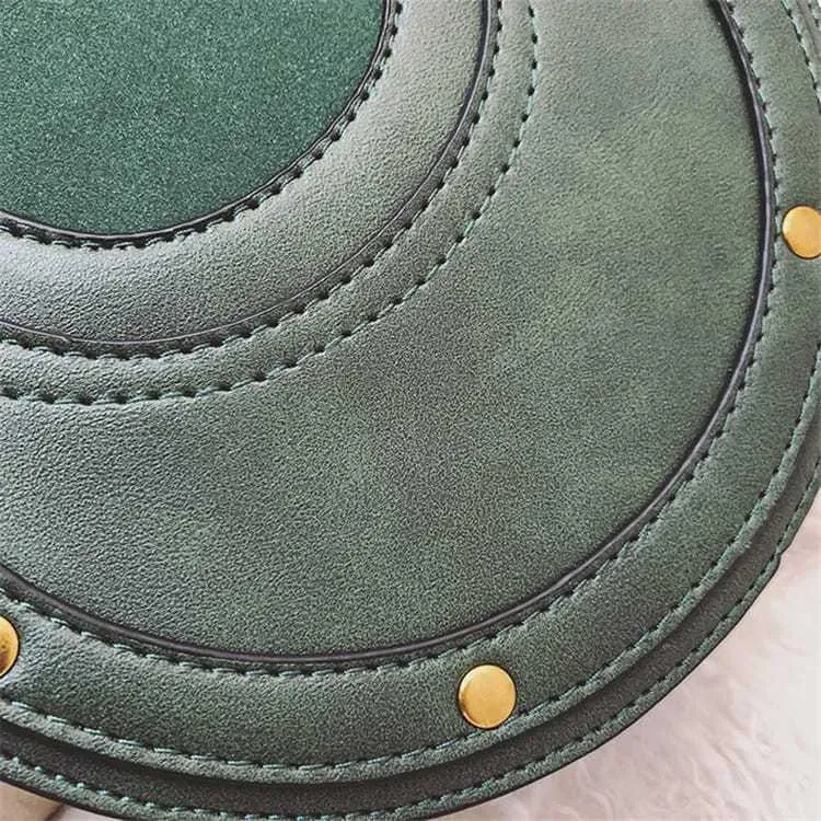 Women Vintagd Patchwork Round Crossbody Bag - Image 11