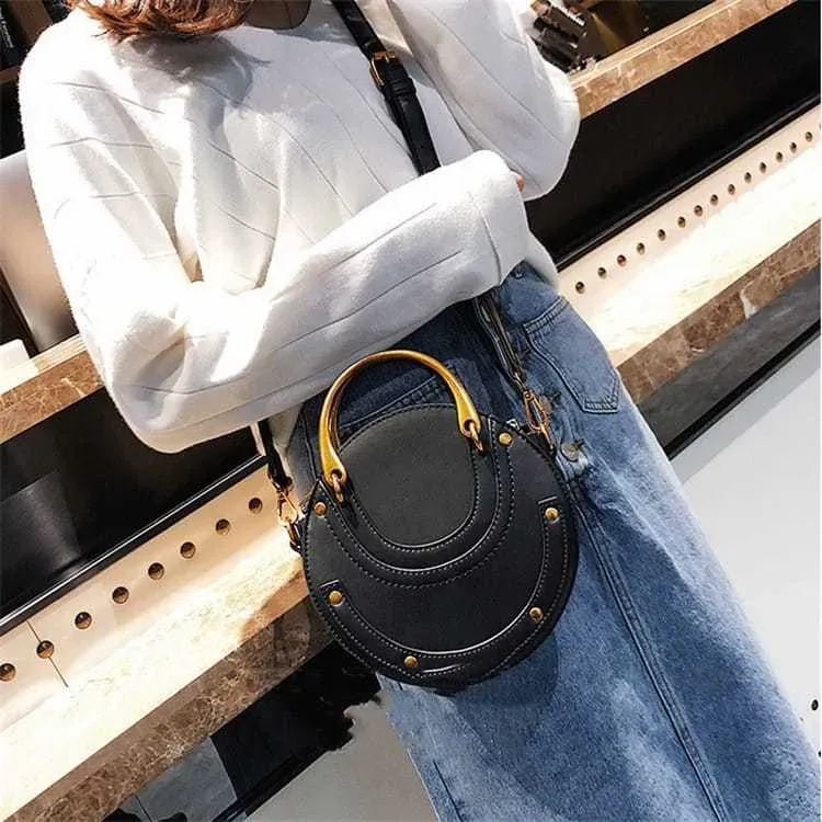 Women Vintagd Patchwork Round Crossbody Bag - Image 15