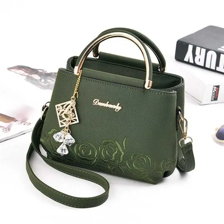 Women Fashion Floral Embroidery Metal Letter Zipper Tote Bag - Image 14