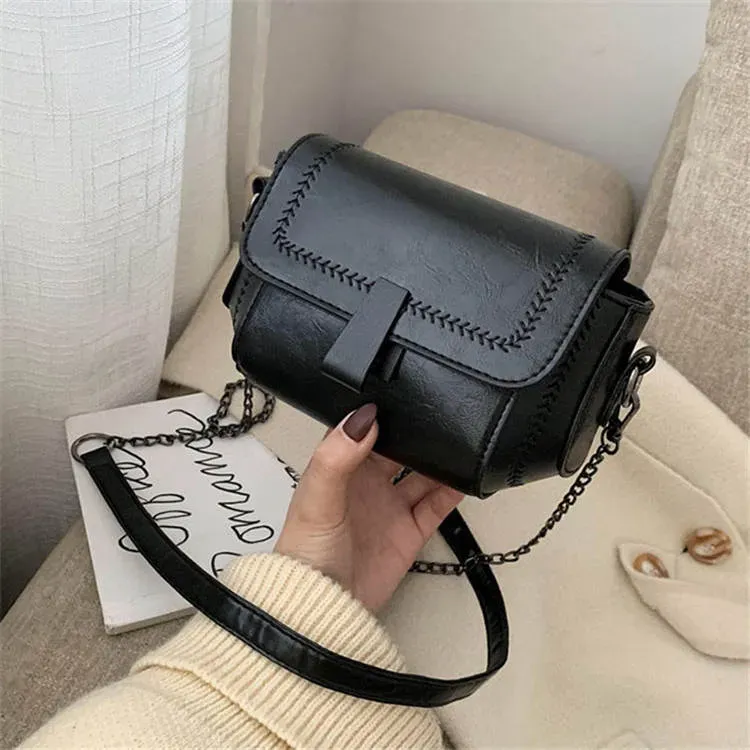 Women Retro Solid Color Flap Crossbody Bag