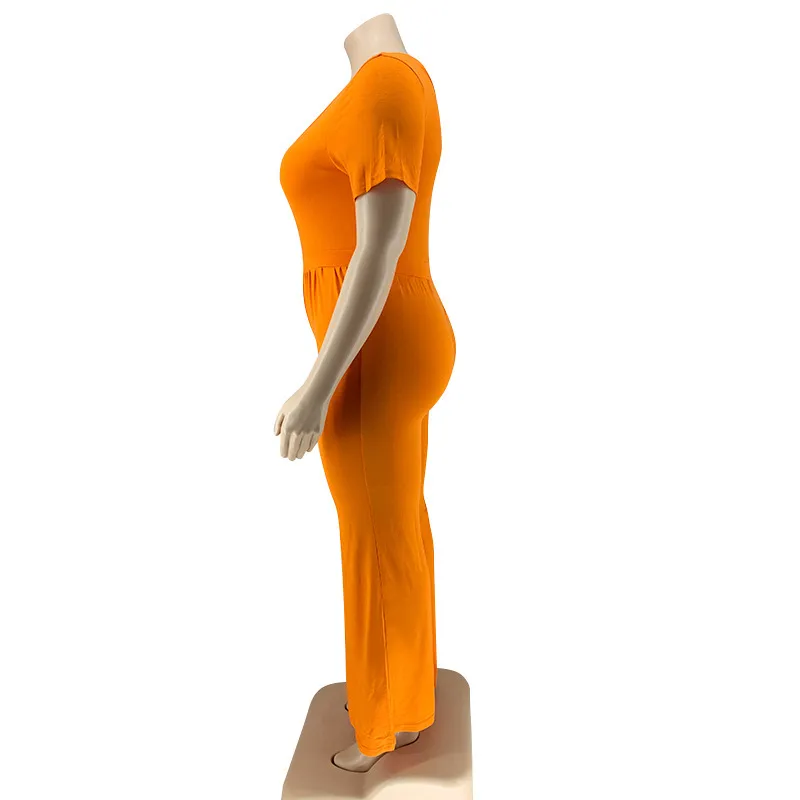 XL-5XL Women Plus Size Solid Color Wide Leg Jumpsuits - Image 4
