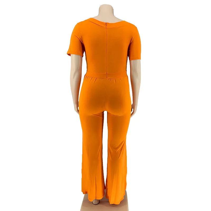 XL-5XL Women Plus Size Solid Color Wide Leg Jumpsuits - Image 5
