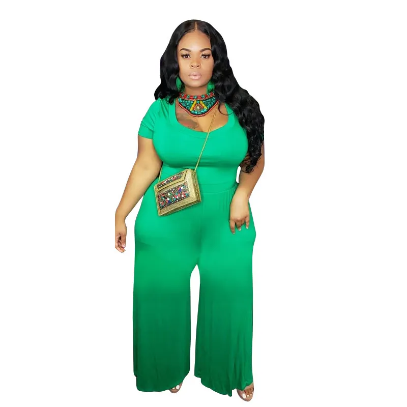 XL-5XL Women Plus Size Solid Color Wide Leg Jumpsuits - Image 6