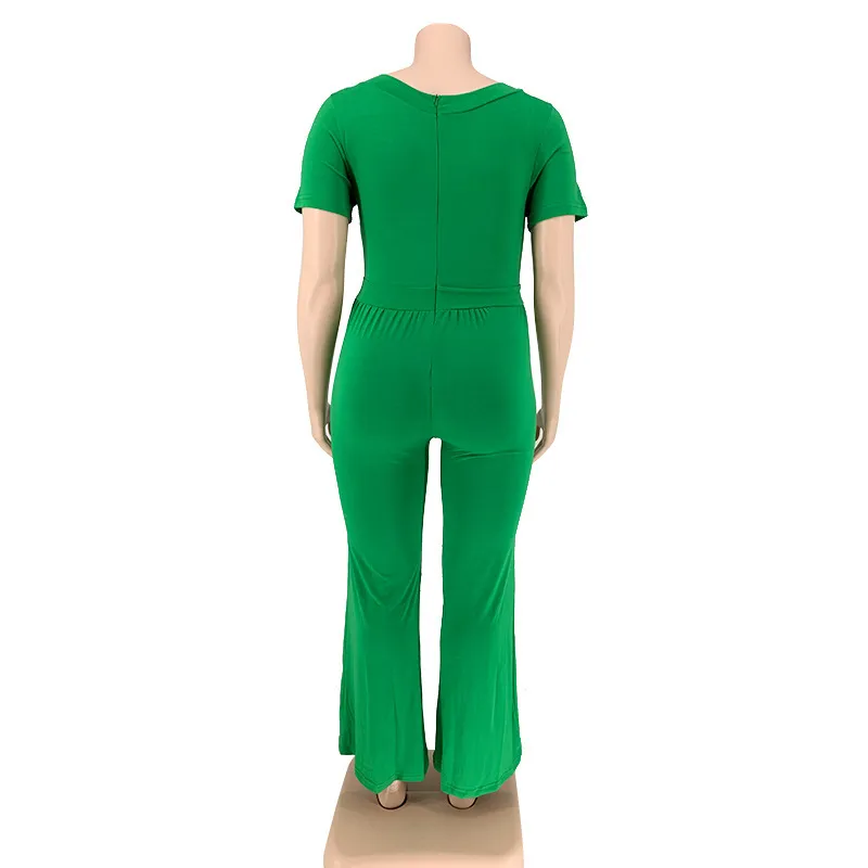XL-5XL Women Plus Size Solid Color Wide Leg Jumpsuits - Image 9