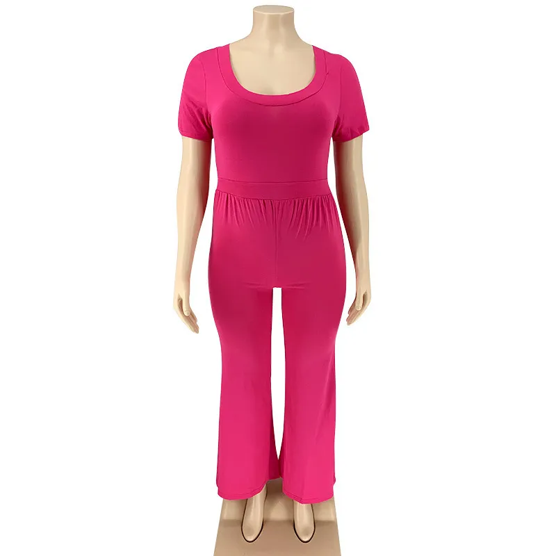 XL-5XL Women Plus Size Solid Color Wide Leg Jumpsuits - Image 11