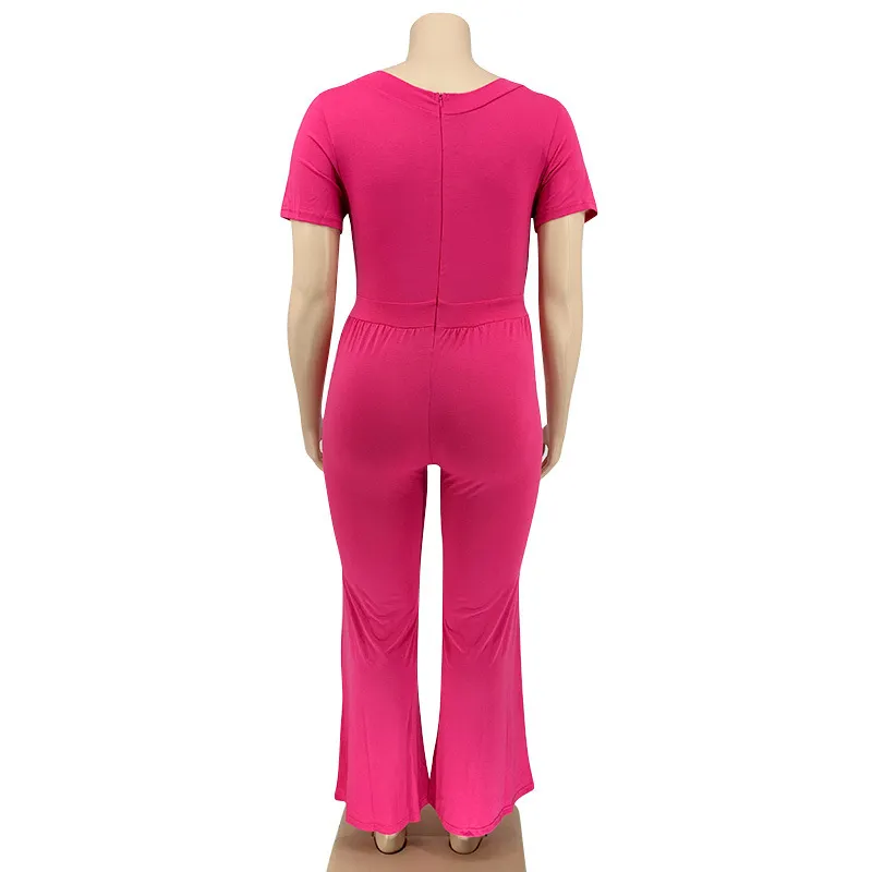 XL-5XL Women Plus Size Solid Color Wide Leg Jumpsuits - Image 13