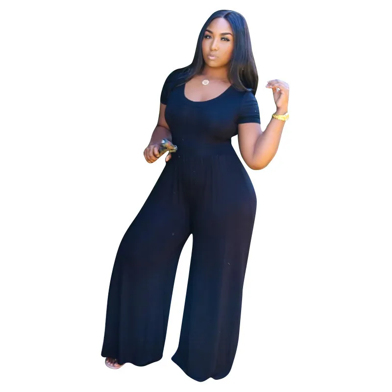 XL-5XL Women Plus Size Solid Color Wide Leg Jumpsuits - Image 18