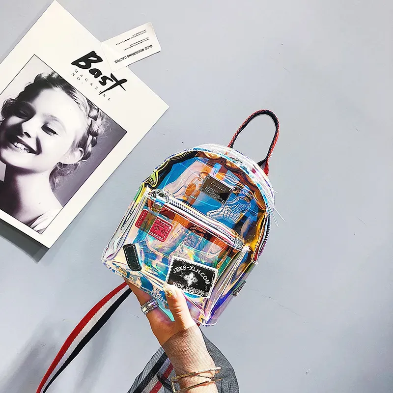 Women Creative Laser Jelly Clear Backpack Crossbody Handle Bag - Image 7