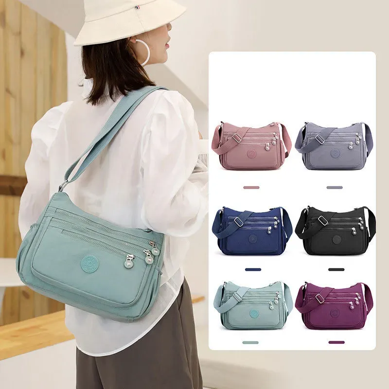 Women Casual Multi Pocket Design Zipper Design Solid Color Large Capacity Shoulder Bag - Image 3