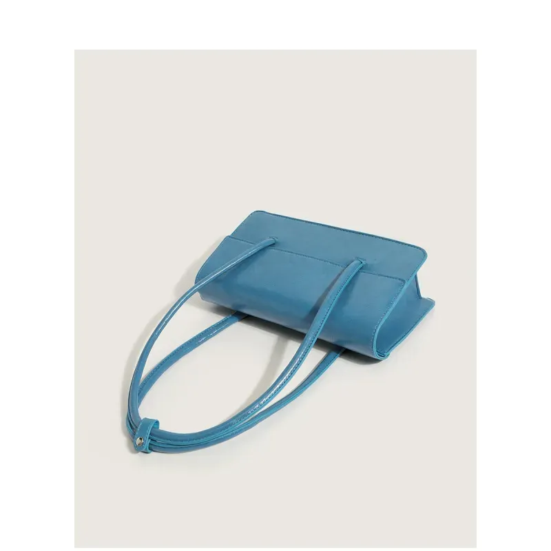 Oil Wax Leather Women Chic Design Solid Color Baguette Shoulder Handle Bag - Image 4