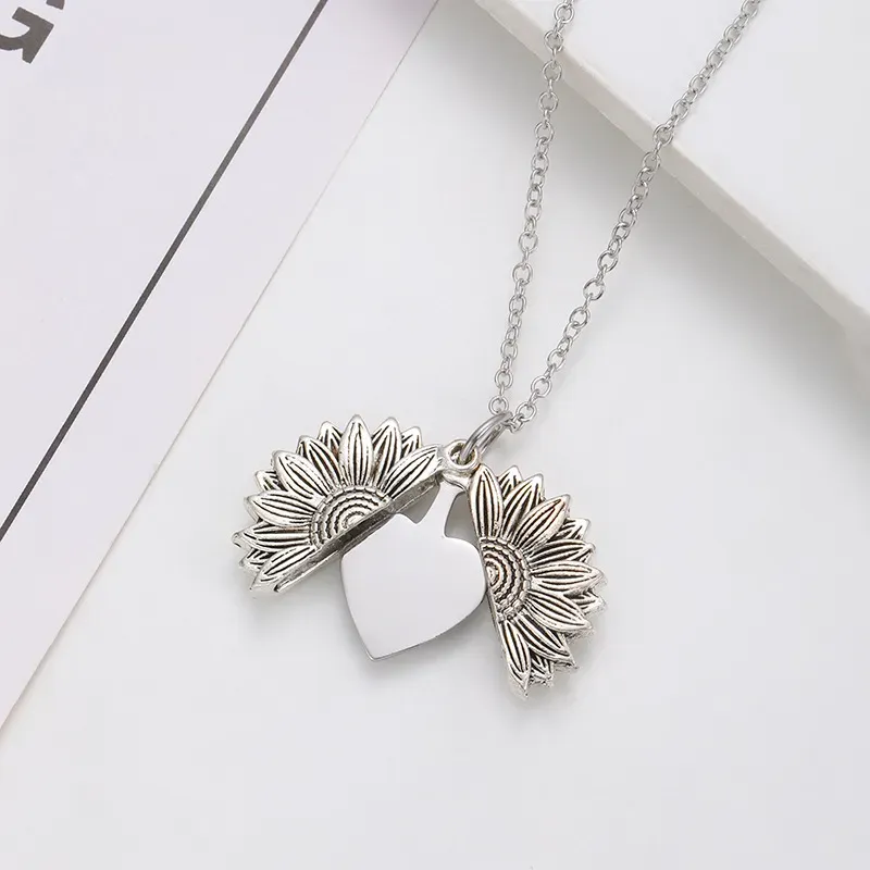 Wholesale Fashion Creative Custom Laser Engraving Stainless Steel Heart-Shaped Blank Necklace - Image 5