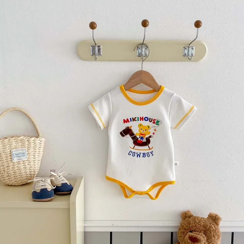 Wholesale Kids Baby Boys Girls Casual Cute Cartoon Print Short Sleeve Romper - Image 5