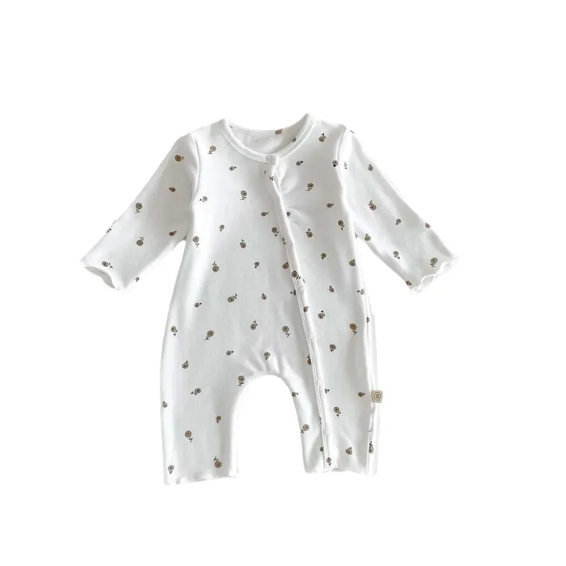 Wholesale Kids Baby Boys Girls Casual Cute Tiny Flower Print Long Sleeve Romper - Image 6