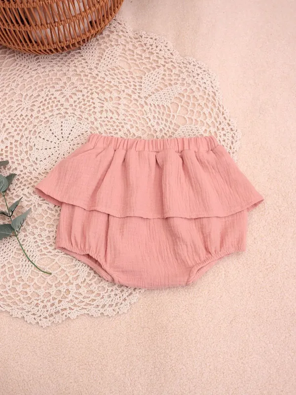 Wholesale Baby Girl Solid Color Ruffled Shorts - Image 8