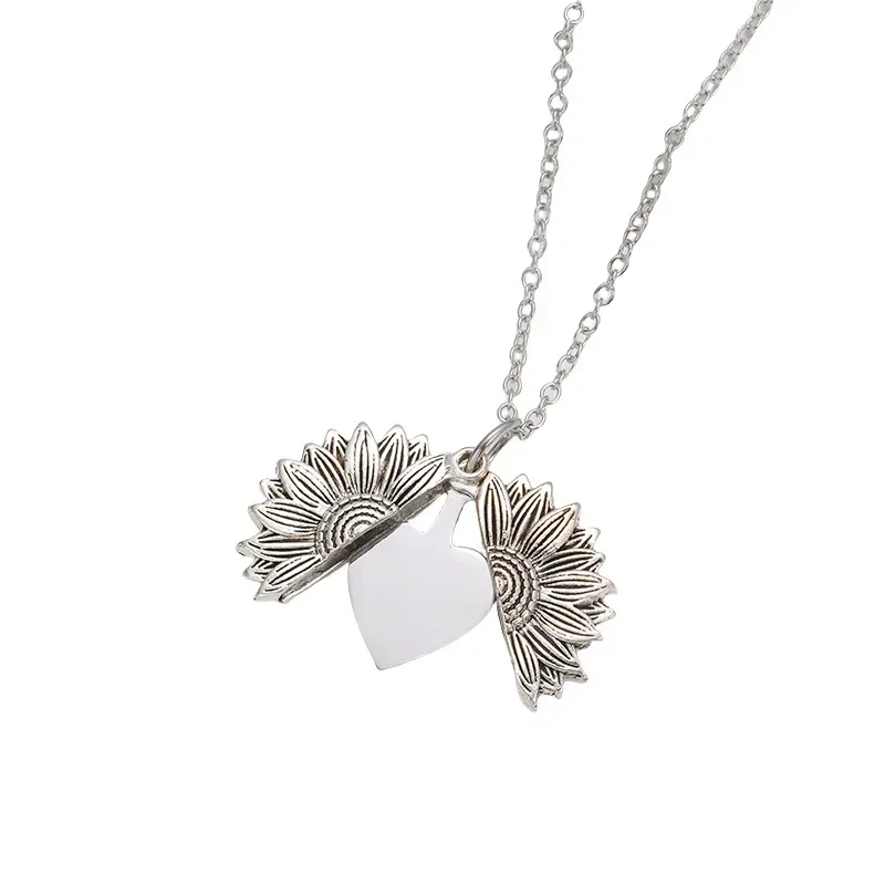 Wholesale Fashion Creative Custom Laser Engraving Stainless Steel Heart-Shaped Blank Necklace - Image 4