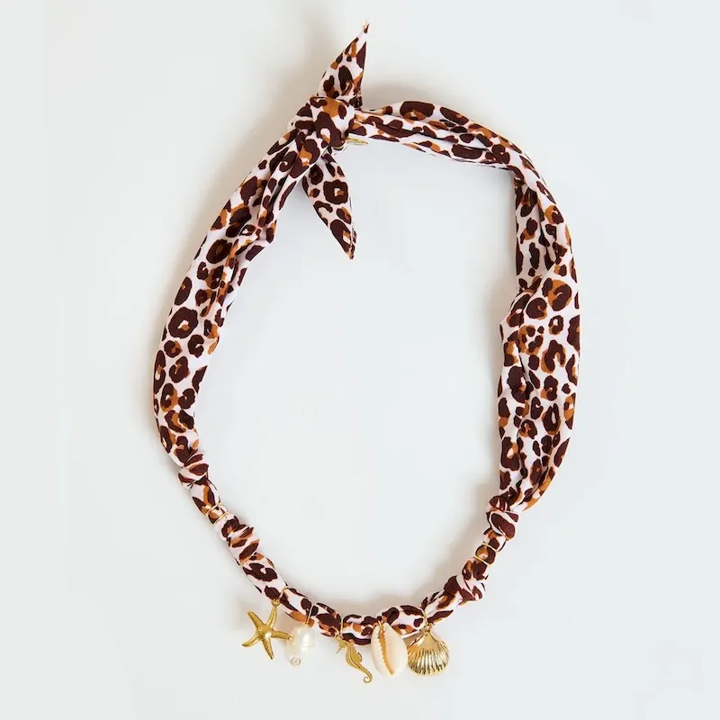 Wholesale Beach Series Marine Life Multicolor Floral Shell Pendant Ribbon Cloth Strip Necklace - Image 15