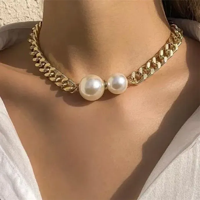 Wholesale Women Fashion Simple Imitation Pearl Beads Chain Necklace