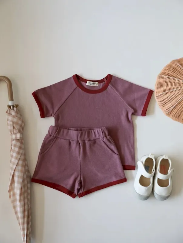 Wholesale Kids Baby Boys Girls Casual Cute Solid Color Rib-Knit Short Sleeve T-Shirt Shorts Set - Image 7