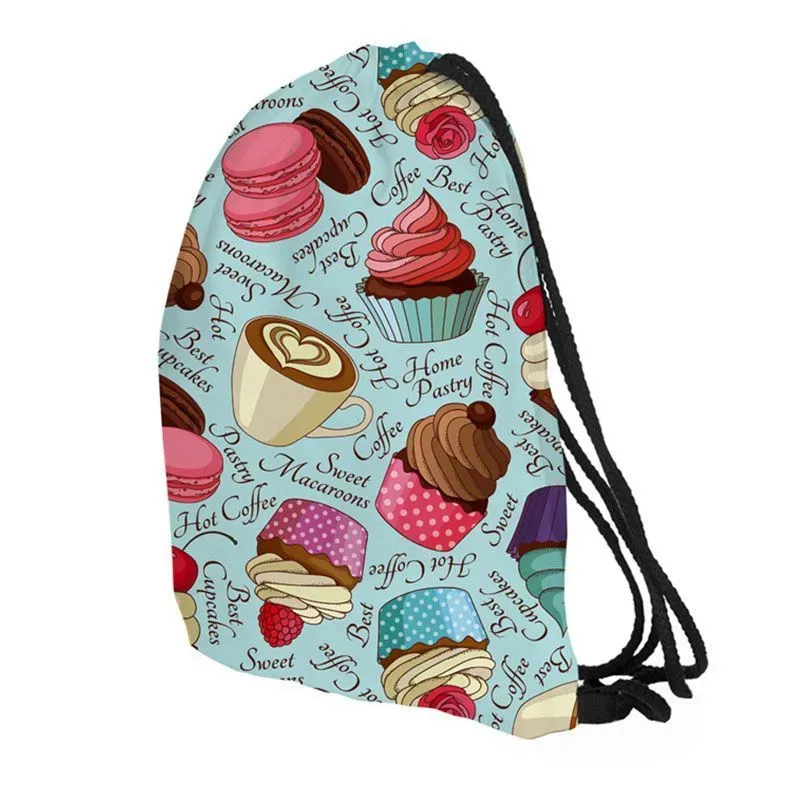 Creative Cupcake Printed Women Casual Drawstring Bag - Image 4