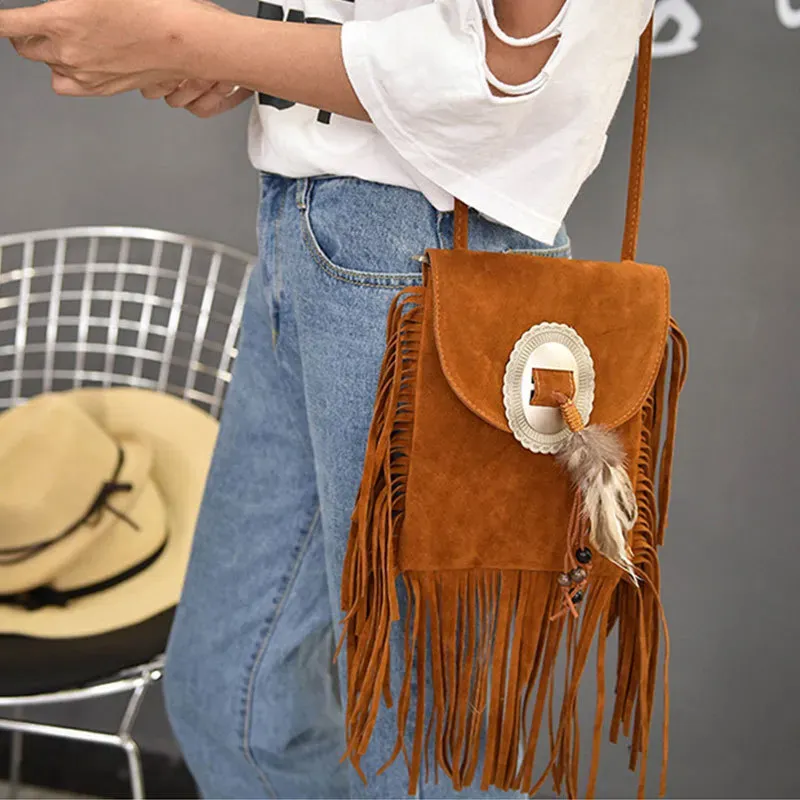 Women Vintage Tassel Decor Feather Boho Bag - Image 6