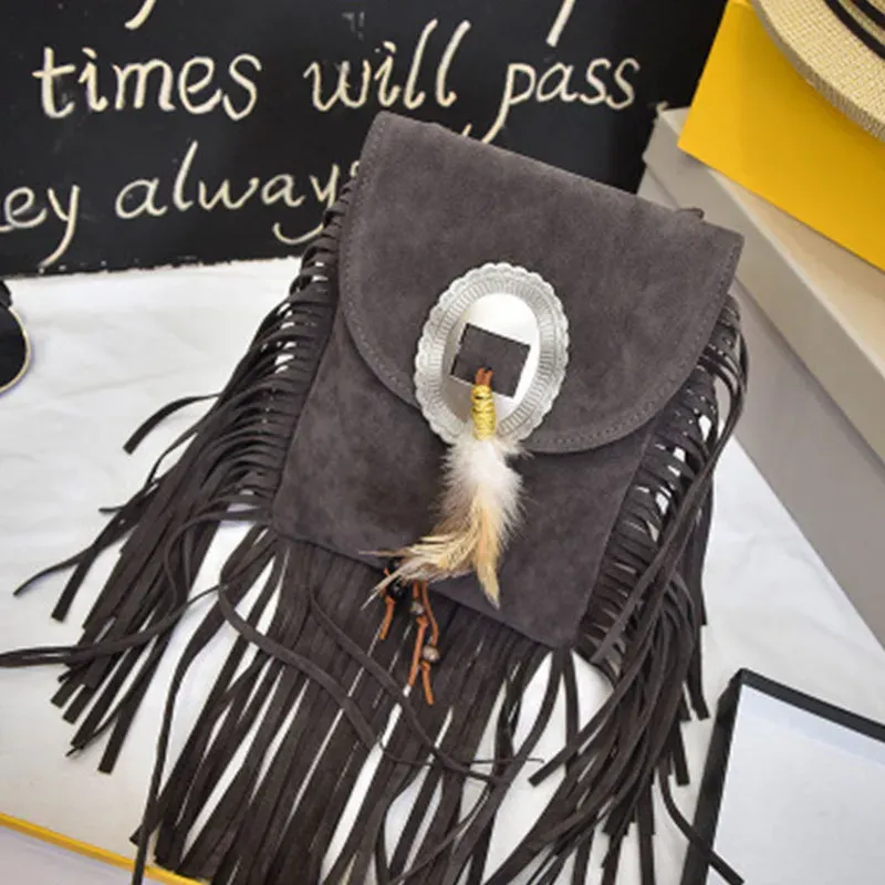 Women Vintage Tassel Decor Feather Boho Bag - Image 7