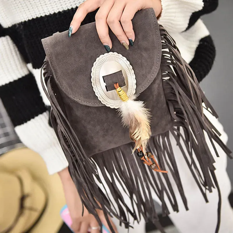 Women Vintage Tassel Decor Feather Boho Bag - Image 9