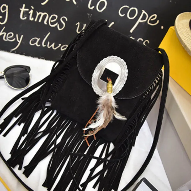 Women Vintage Tassel Decor Feather Boho Bag - Image 12