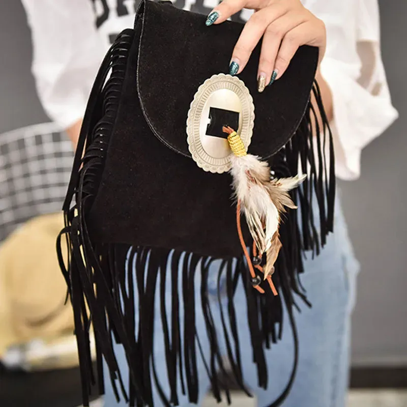 Women Vintage Tassel Decor Feather Boho Bag - Image 14
