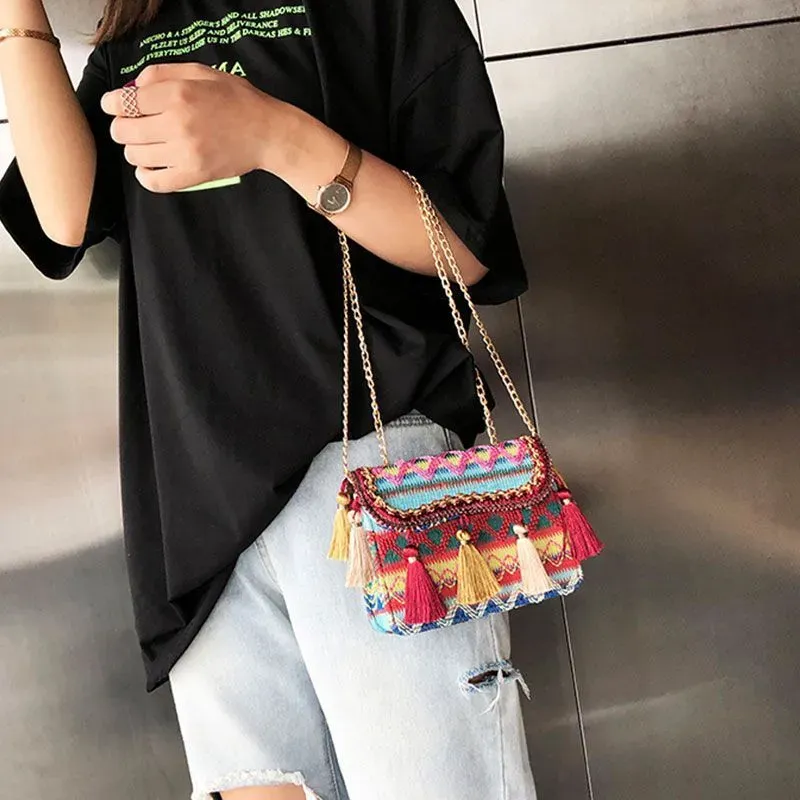 Ethnic Style Tassels Decor Chain All-Match Crossbody Bag - Image 6