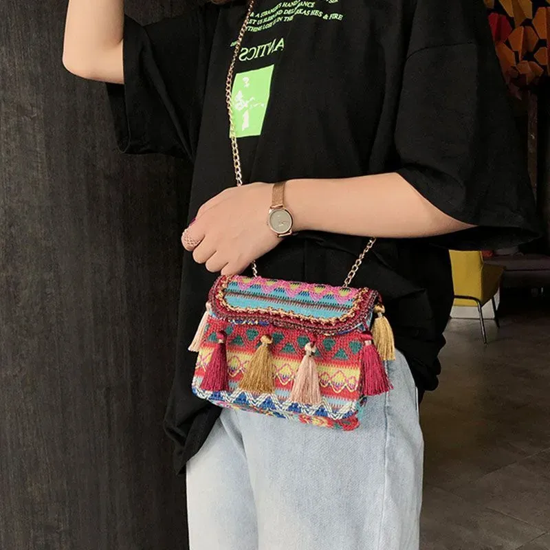 Ethnic Style Tassels Decor Chain All-Match Crossbody Bag - Image 7