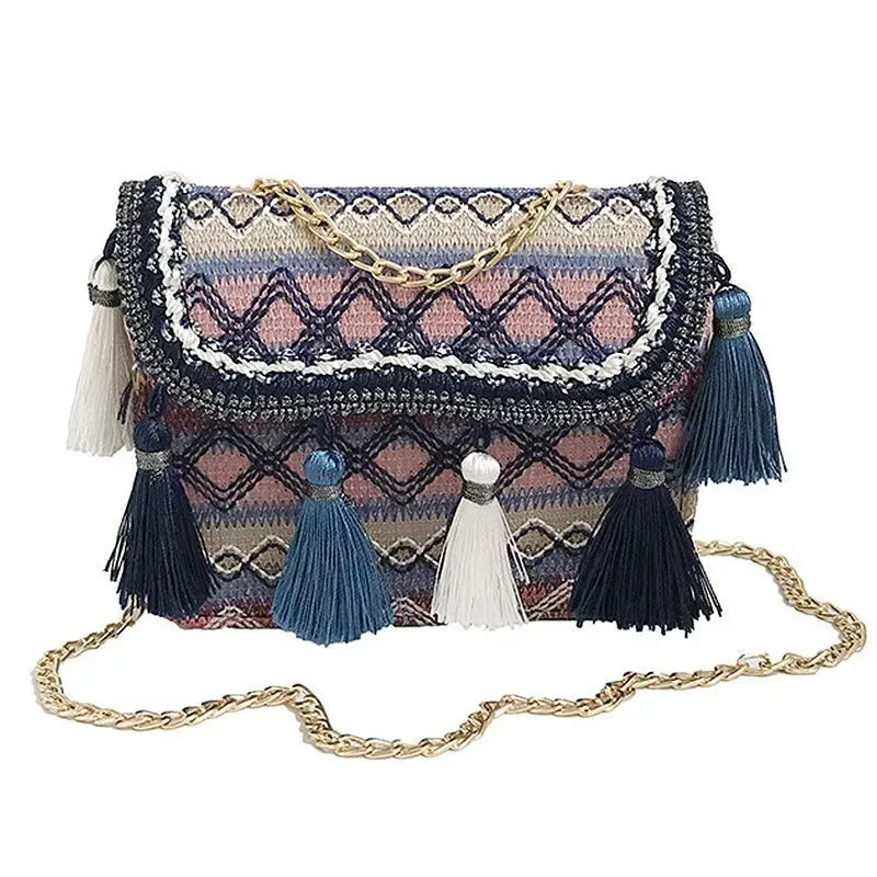 Ethnic Style Tassels Decor Chain All-Match Crossbody Bag - Image 8